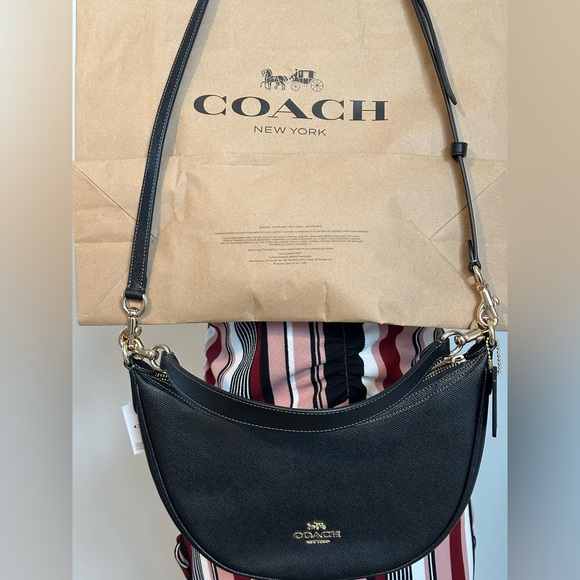 Coach Black XGrain Crescent Shoulder Bag - Picture 3 of 5